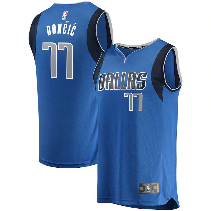 Men Dallas Mavericks #77 Luka Doncic Fanatics Branded Blue Fast Break Replica NBA Jersey